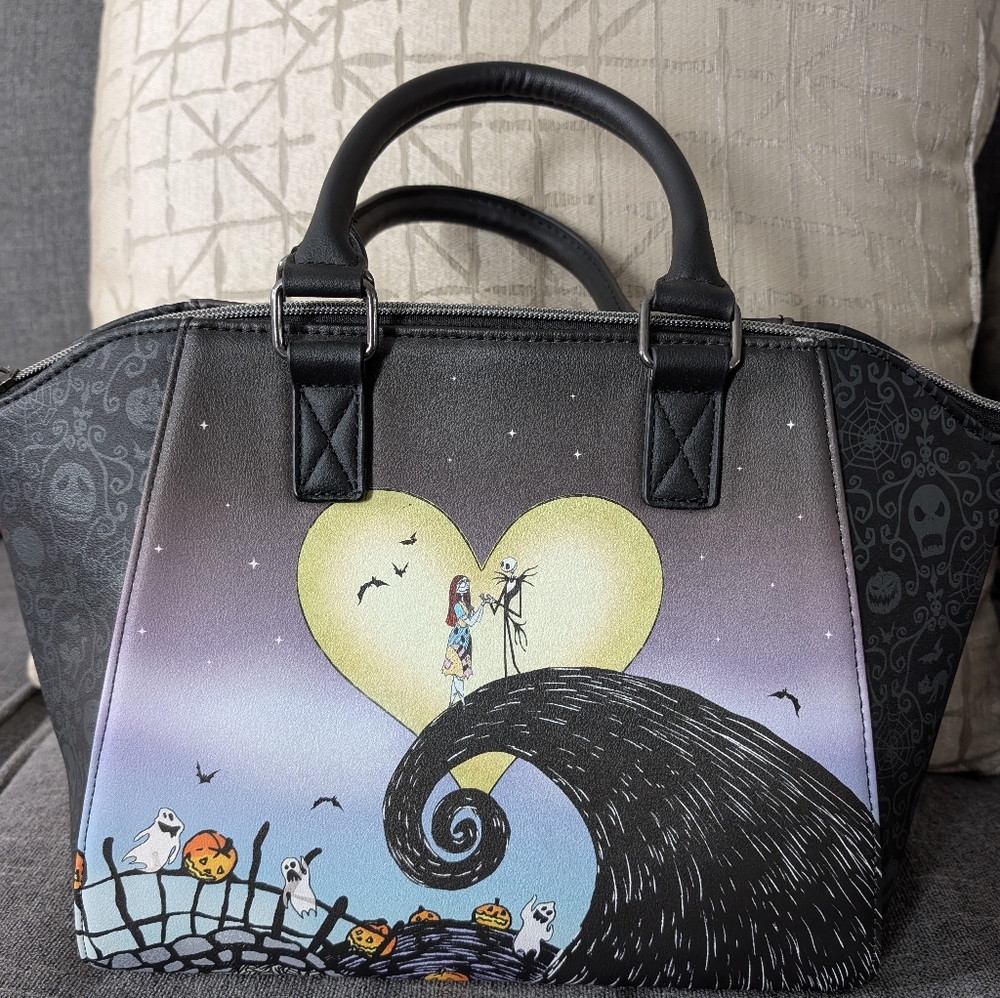 Loungefly Disney Nightmare Before Christmas Crossbody/Satchel, 11x10x5", EUC